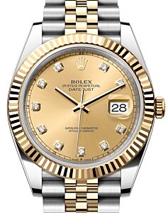 Rolex Datejust 41 Yellow Gold/Steel Champagne Diamond Dial Fluted Bezel Jubilee Bracelet 126333 - BRAND NEW