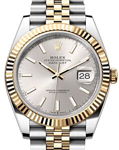 Rolex Datejust 41 Yellow Gold/Steel Silver Index Dial Fluted Bezel Jubilee Bracelet 126333 - BRAND NEW
