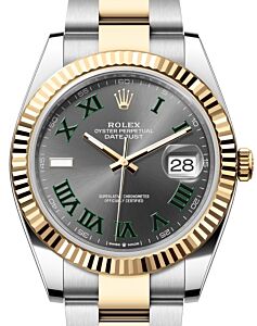 Rolex Datejust 41 Yellow Gold/Steel "Wimbledon" Slate Roman Dial Fluted Bezel Oyster Bracelet 126333 - BRAND NEW