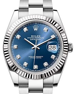 Rolex Datejust 41 White Gold/Steel Blue Diamond Dial Fluted Bezel Oyster Bracelet 126334 - BRAND NEW