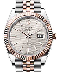 Rolex Datejust 41 Rose Gold/Steel Silver Fluted Motif Index Dial Fluted Bezel Jubilee Bracelet 126331 - BRAND NEW