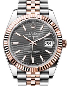 Rolex Datejust 41 Rose Gold/Steel Slate Fluted Motif Index Dial Fluted Bezel Jubilee Bracelet 126331 - BRAND NEW