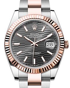 Rolex Datejust 41 Rose Gold/Steel Slate Fluted Motif Index Dial Fluted Bezel Oyster Bracelet 126331 - BRAND NEW