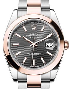 Rolex Datejust 41 Rose Gold/Steel Slate Fluted Motif Index Dial Smooth Bezel Oyster Bracelet 126301 - BRAND NEW