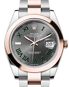 Rolex Datejust 41 Rose Gold/Steel "Wimbledon" Slate Roman Dial Smooth Bezel Oyster Bracelet 126301 - BRAND NEW