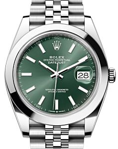 Rolex Datejust 41 Stainless Steel Mint Green Index Dial Smooth Bezel Jubilee Bracelet 126300 - BRAND NEW