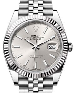 Rolex Datejust 41 White Gold/Steel Silver Index Dial Fluted Bezel Jubilee Bracelet 126334 - BRAND NEW