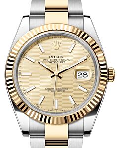 Rolex Datejust 41 Yellow Gold/Steel Golden Fluted Motif Index Dial Fluted Bezel Oyster Bracelet 126333 - BRAND NEW