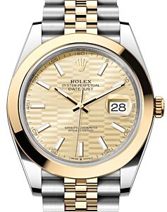 Rolex Datejust 41 Yellow Gold/Steel Golden Fluted Motif Index Dial Smooth Bezel Jubilee Bracelet 126303 - BRAND NEW