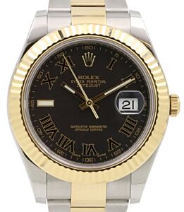 Rolex Datejust II Yellow Gold & Steel Black Roman Dial with Index 9 o' Clock Two-Tone Oyster Bracelet 116333 - PRE-OWNED