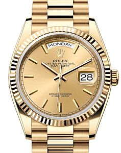 Rolex Day-Date 36 President Yellow Gold Champagne Index Dial 128238 - BRAND NEW