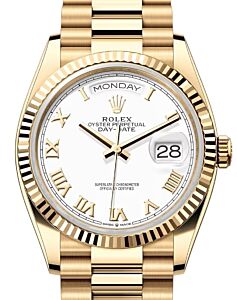 Rolex Day-Date 36 President Yellow Gold White Roman Dial 128238 - BRAND NEW