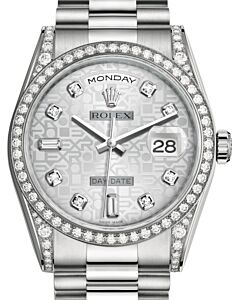 Rolex Day-Date 36 White Gold Silver Jubilee Diamond Dial & Diamond Set Case & Bezel President Bracelet 118389 - BRAND NEW