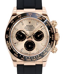 Rolex Daytona Rose Gold Sundust/Bright Black Dial Oysterflex Rubber Bracelet 126515LN - BRAND NEW