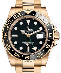 Rolex GMT-Master II Yellow Gold Black Dial Oyster Bracelet 116718LN - PRE-OWNED