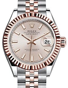 Rolex Lady Datejust 28 Rose Gold/Steel Sundust Index Dial & Fluted Bezel Jubilee Bracelet 279171 - BRAND NEW