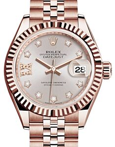 Rolex Lady Datejust 28 Rose Gold Sundust Diamond IX Dial & Fluted Bezel Jubilee Bracelet 279175 - BRAND NEW
