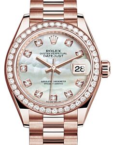 Rolex Datejust 28 279135 White Mother of Pearl Diamond Markers & Bezel Rose Gold President - BRAND NEW