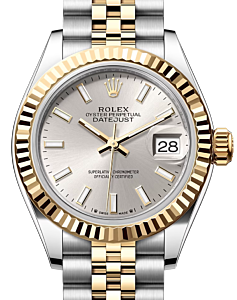 Rolex Lady Datejust 28 Yellow Gold/Steel Silver Index Dial & Fluted Bezel Jubilee Bracelet 279173 