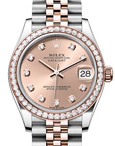 Rolex Lady-Datejust 31 Rose Gold/Steel Rose Diamond Dial & Diamond Bezel Jubilee Bracelet 278381RBR - BRAND NEW