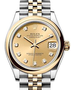 Rolex Lady-Datejust 31 Yellow Gold/Steel Champagne Diamond Dial & Smooth Domed Bezel Jubilee Bracelet 278243 - BRAND NEW