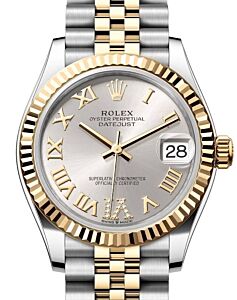 Rolex Lady-Datejust 31 Yellow Gold/Steel Silver Roman Diamond VI Dial & Fluted Bezel Jubilee Bracelet 278273 - BRAND NEW