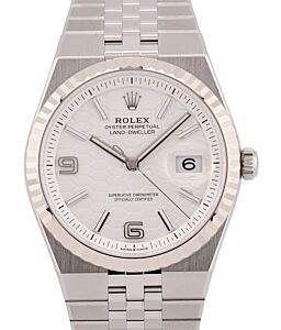 Rolex Land-Dweller 36 White Gold/Steel Intense White Honeycomb Motif Dial Fluted Bezel 127234
