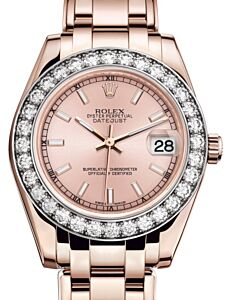 Rolex Pearlmaster 34 Rose Gold Pink Index Dial & Diamond Bezel Pearlmaster Bracelet 81285 - BRAND NEW
