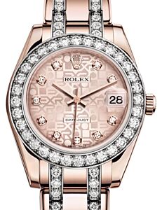Rolex Pearlmaster 34 Rose Gold Pink Jubilee Diamond Dial & Diamond Bezel Diamond Set Pearlmaster Bracelet 81285 - BRAND NEW
