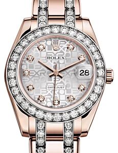 Rolex Pearlmaster 34 Rose Gold Silver Jubilee Diamond Dial & Diamond Bezel Diamond Set Pearlmaster Bracelet 81285 - BRAND NEW