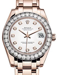 Rolex Pearlmaster 34 Rose Gold White Diamond Dial & Diamond Bezel Pearlmaster Bracelet 81285 - BRAND NEW