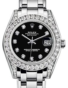 Rolex Pearlmaster 34 White Gold Black Diamond Dial & Diamond Set Case & Bezel Pearlmaster Bracelet 81159 - BRAND NEW