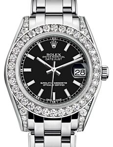Rolex Pearlmaster 34 White Gold Black Index Dial & Diamond Set Case & Bezel Pearlmaster Bracelet 81159 - BRAND NEW