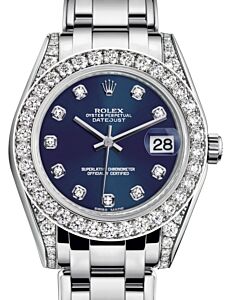 Rolex Pearlmaster 34 White Gold Blue Diamond Dial & Diamond Set Case & Bezel Pearlmaster Bracelet 81159 - BRAND NEW