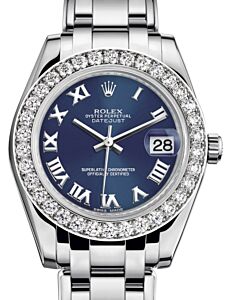 Rolex Pearlmaster 34 White Gold Blue Roman Dial & Diamond Bezel Pearlmaster Bracelet 81299 - BRAND NEW