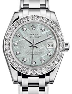 Rolex Pearlmaster 34 White Gold Meteorite Diamond Dial & Diamond Bezel Pearlmaster Bracelet 81299 - BRAND NEW