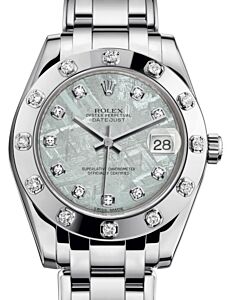 Rolex Pearlmaster 34 White Gold Meteorite Diamond Dial & Diamond Set Bezel Pearlmaster Bracelet 81319 - BRAND NEW