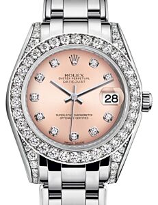 Rolex Pearlmaster 34 White Gold Pink Diamond Dial & Diamond Set Case & Bezel Pearlmaster Bracelet 81159 - BRAND NEW