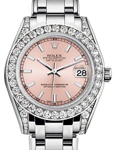 Rolex Pearlmaster 34 White Gold Pink Index Dial & Diamond Set Case & Bezel Pearlmaster Bracelet 81159 - BRAND NEW