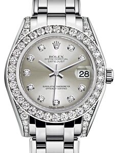 Rolex Pearlmaster 34 White Gold Silver Diamond Dial & Diamond Set Case & Bezel Pearlmaster Bracelet 81159 - BRAND NEW