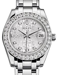 Rolex Pearlmaster 34 White Gold Silver Jubilee Diamond Dial & Diamond Bezel Pearlmaster Bracelet 81299 - BRAND NEW