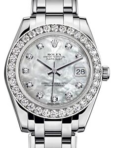Rolex Pearlmaster 34 White Gold White Mother of Pearl Diamond Dial & Diamond Bezel Pearlmaster Bracelet 81299 - BRAND NEW