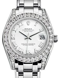 Rolex Pearlmaster 34 White Gold White Roman Dial & Diamond Set Case & Bezel Pearlmaster Bracelet 81159 - BRAND NEW