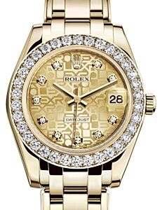 Rolex Pearlmaster 34 Yellow Gold Champagne Jubilee Diamond Dial & Diamond Bezel Pearlmaster Bracelet 81298 - BRAND NEW