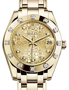 Rolex Pearlmaster 34 Yellow Gold Champagne Jubilee Diamond Dial & Diamond Set Bezel Pearlmaster Bracelet 81318 - BRAND NEW