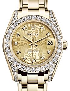 Rolex Pearlmaster 34 Yellow Gold Champagne Jubilee Diamond Dial & Diamond Set Case & Bezel Pearlmaster Bracelet 81298 - BRAND NEW