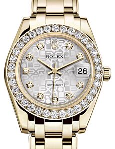 Rolex Pearlmaster 34 Yellow Gold Silver Jubilee Diamond Dial & Diamond Bezel Pearlmaster Bracelet 81298 - BRAND NEW