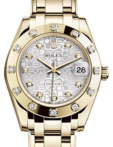 Rolex Pearlmaster 34 Yellow Gold Silver Jubilee Diamond Dial & Diamond Set Bezel Pearlmaster Bracelet 81318 - BRAND NEW