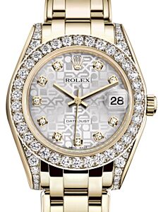 Rolex Pearlmaster 34 Yellow Gold Silver Jubilee Diamond Dial & Diamond Set Case & Bezel Pearlmaster Bracelet 81298 - BRAND NEW