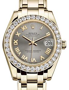 Rolex Pearlmaster 34 Yellow Gold Steel Roman Dial & Diamond Bezel Pearlmaster Bracelet 81298 - BRAND NEW
